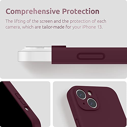 SURPHY Compatible with iPhone 13 Case with Screen Protector, (Camera Protection & Soft Microfiber Lining) Liquid Silicone Phone Case 6.1 inch 2021, Plum - Image 4