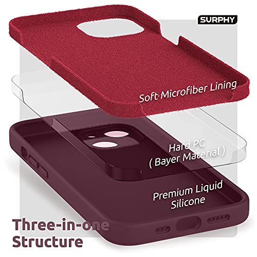 SURPHY Compatible with iPhone 13 Case with Screen Protector, (Camera Protection & Soft Microfiber Lining) Liquid Silicone Phone Case 6.1 inch 2021, Plum - Image 5