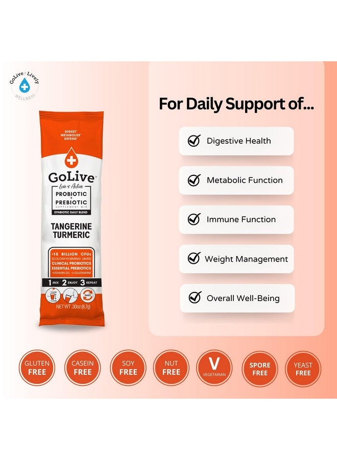 GoLive Prebiotic and Probiotic for Women, Men, Kids. Tangerine Turmeric Synbiotic Powder w/ L-Glutamine, Vitamin D3, Electrolytes. For Gut Health, Digestion, Metabolism, Immunity 15-50B CFUs. - Image 3