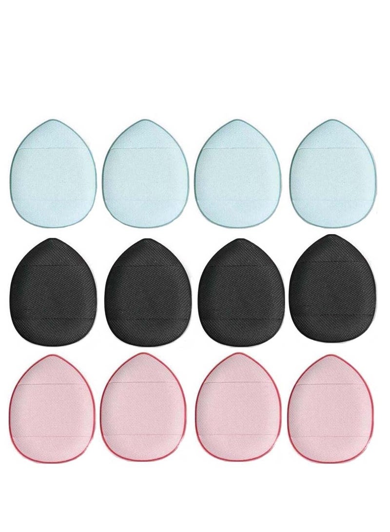 Generic 12 Mini Makeup Puffs for Wet and Dry Foundation - Cotton Pads in Black, Pink, and Blue - Essential Makeup Accessories for Girls and Women.  - Image 1