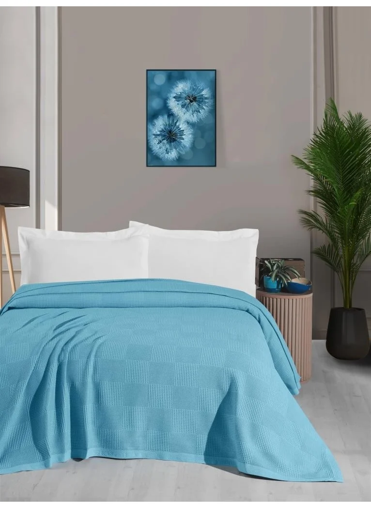 Mulberry Waffle Patterned Blanket, 100% Cotton, Thick Yarn, Soft, Double 220*240