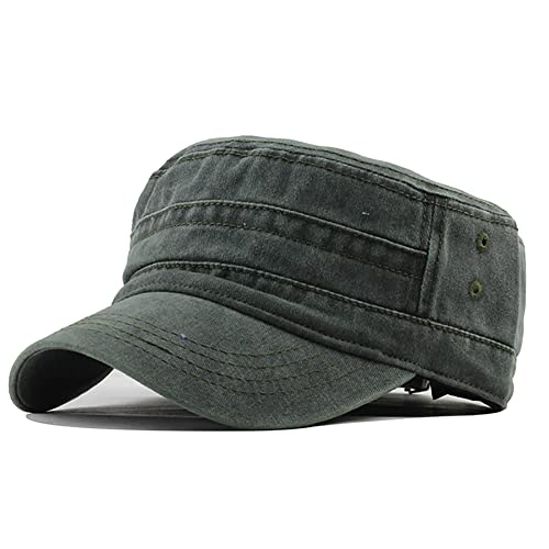 YULOONG Military Cap Vintage Army Caps Washed Cotton Flat Top Cap Outdoor Sunhat - Image 1