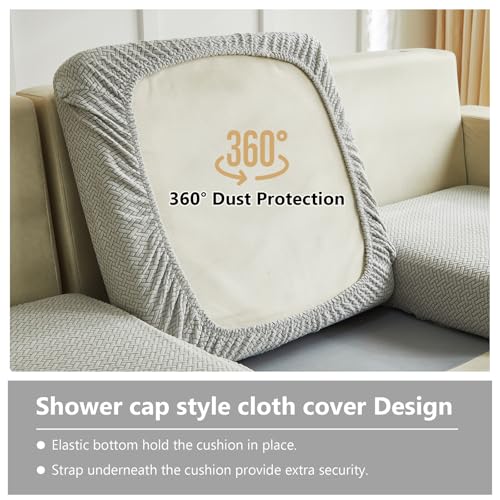 Yoovat Couch Cushion Covers for Sofa Couch Covers Wear-Resistant Universal Sofa Cover Stretch for Sectional Slipcovers (Texture-Light Gray,Large Single Seat Cover) - Image 4