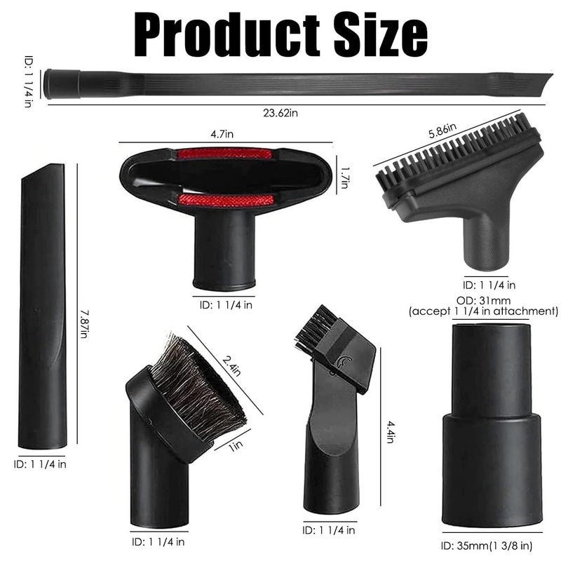 ANBOO Vacuum Attachments Accessories, 1 1/4 inch Vacuum Cleaner Tools Kit Vacuum Dusty Brush with 32mm (1 1/4) inch & 35mm (1 3/8) inch Standard Hose Adapter, 7 Pack - Image 2