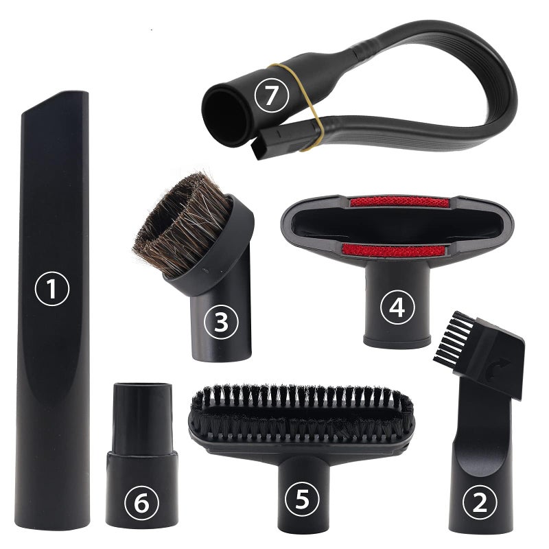 ANBOO Vacuum Attachments Accessories, 1 1/4 inch Vacuum Cleaner Tools Kit Vacuum Dusty Brush with 32mm (1 1/4) inch & 35mm (1 3/8) inch Standard Hose Adapter, 7 Pack - Image 1