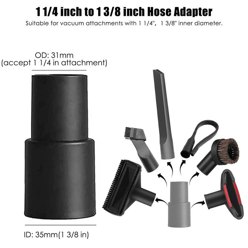 ANBOO Vacuum Attachments Accessories, 1 1/4 inch Vacuum Cleaner Tools Kit Vacuum Dusty Brush with 32mm (1 1/4) inch & 35mm (1 3/8) inch Standard Hose Adapter, 7 Pack - Image 3