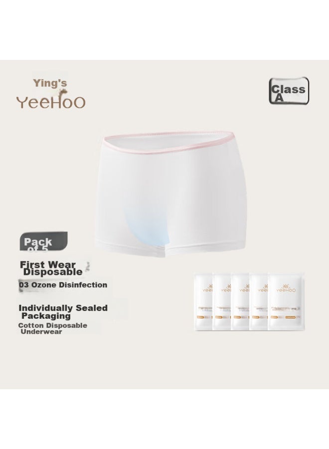 YEEHOO Ying Shi [ozone Disinfection First Wear, No Wash] Children's Pure Cotton Disposable Underwear, Individually Packaged, 5-pack, Huajian Shiguang, Size L  - Image 1