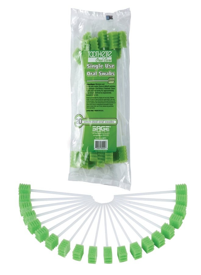 Sage Toothette® Oral Care Plus Dental Swabs - Single Use - Untreated - Bag of 20 Swabs - Image 1