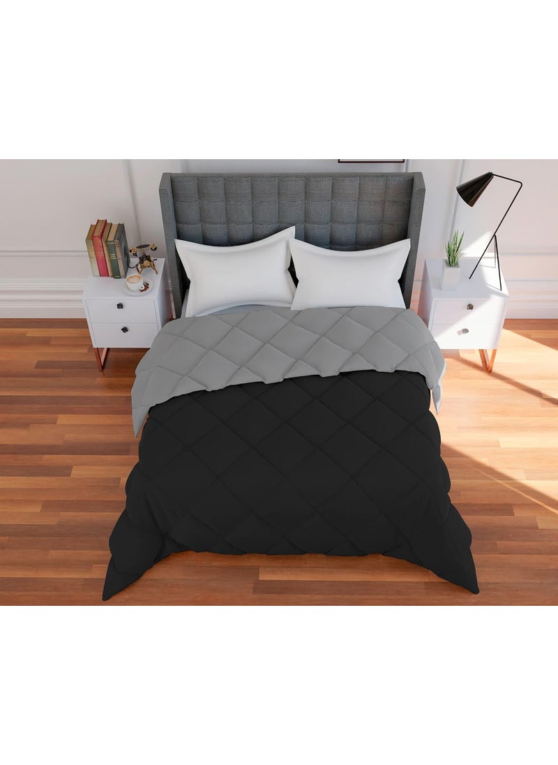 ACHIR ACHIR Microfibre 250 GSM Reversible Comforter Single Black Grey 60 x 90 