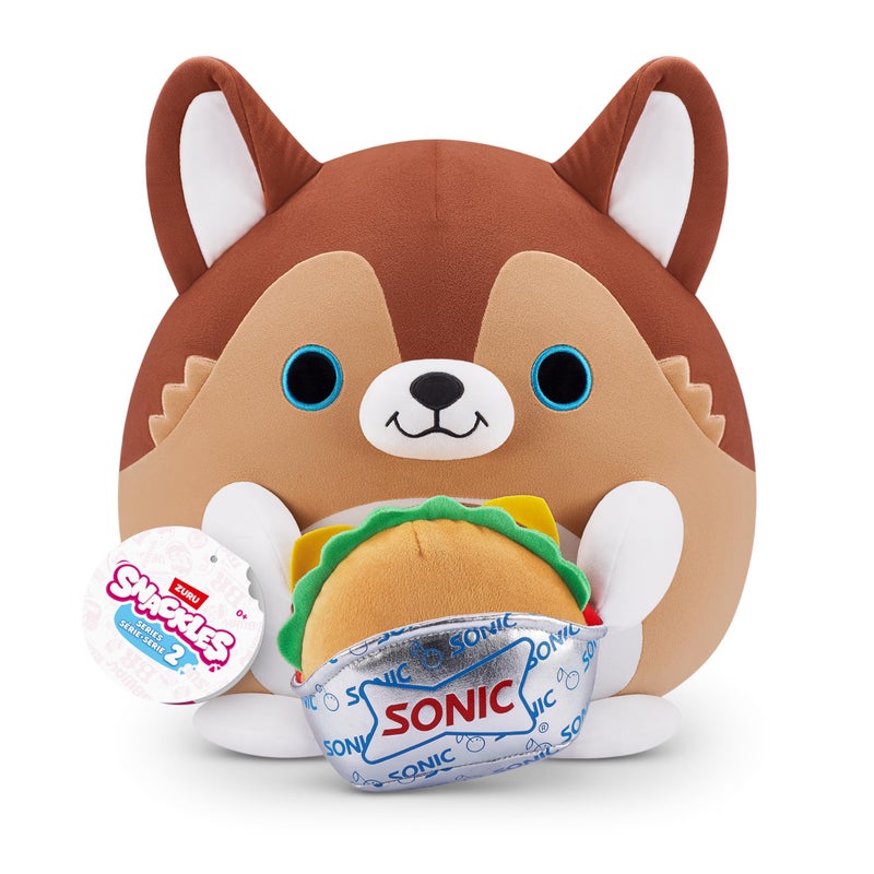 Snackles Series 2 Puppy Sonic Burger 8 Inch Plush by ZURU Ultra Soft Plush Collectible Plush with Real Licensed Brands Stuffed Animal Giftable - Image 2