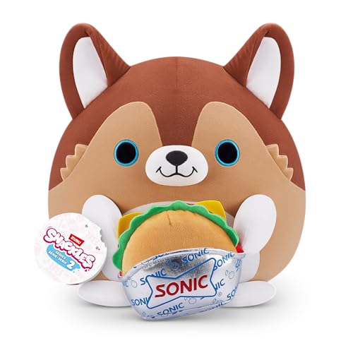Snackles Series 2 Puppy Sonic Burger 8 Inch Plush by ZURU Ultra Soft Plush Collectible Plush with Real Licensed Brands Stuffed Animal Giftable - Image 1