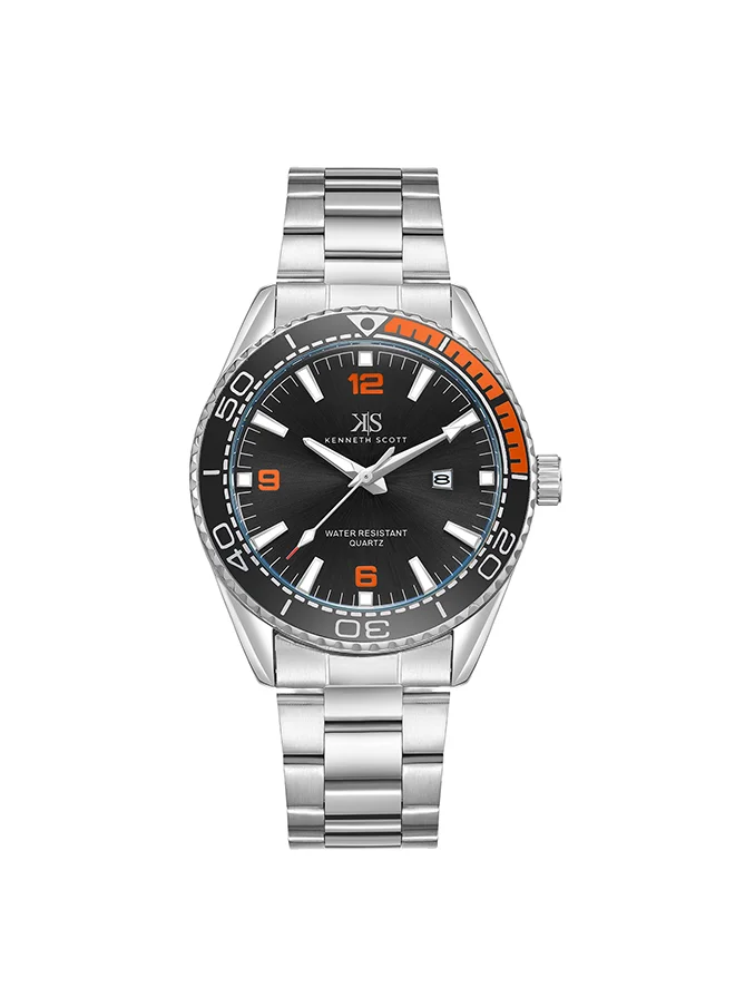 KENNETH SCOTT Kenneth Scott Men's Black Dial Analog Watch - K23024-SBSB