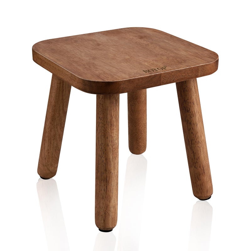 BOTOP Small Wooden Step Stool, Cute Non-Slip One Step Stool for Adults Kids, Easy to Assemble Portable & Sturdy Foot Stool for Bedroom, Bathroom, Kitchen - 9 Inch Holds up to 300 Lbs - Image 1