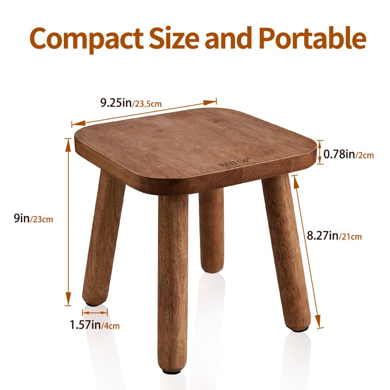 BOTOP Small Wooden Step Stool, Cute Non-Slip One Step Stool for Adults Kids, Easy to Assemble Portable & Sturdy Foot Stool for Bedroom, Bathroom, Kitchen - 9 Inch Holds up to 300 Lbs - Image 4