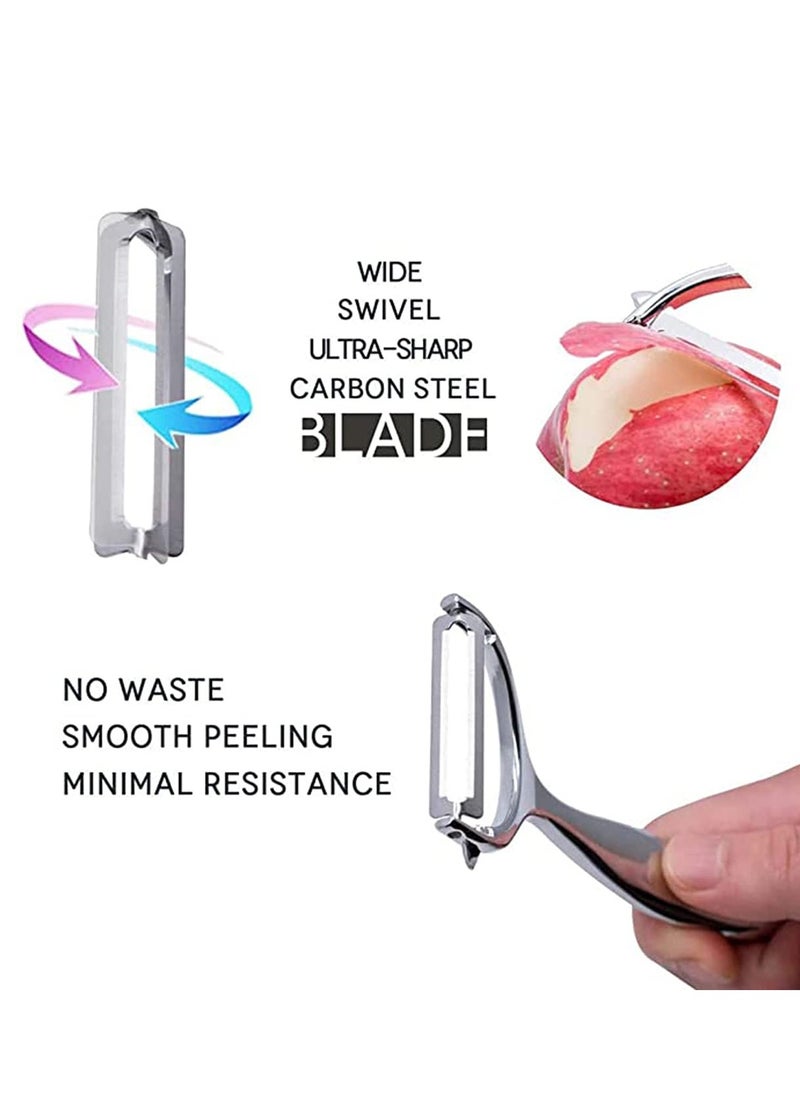 Excefore - Peeler, stainless steel serrated knife rotary peeler, anti-slip handle for fruit and vegetable kitchen, kitchen utensils, suitable for potatoes, apples, carrots, vegetables, fruits - Image 1