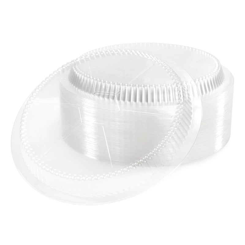IDL Packaging 9 Round Dome Lid  Clear Plastic Lid for 9 Aluminum Container  Disposable Pans Cover Pack of 100 for Takeout Serving Freezing
