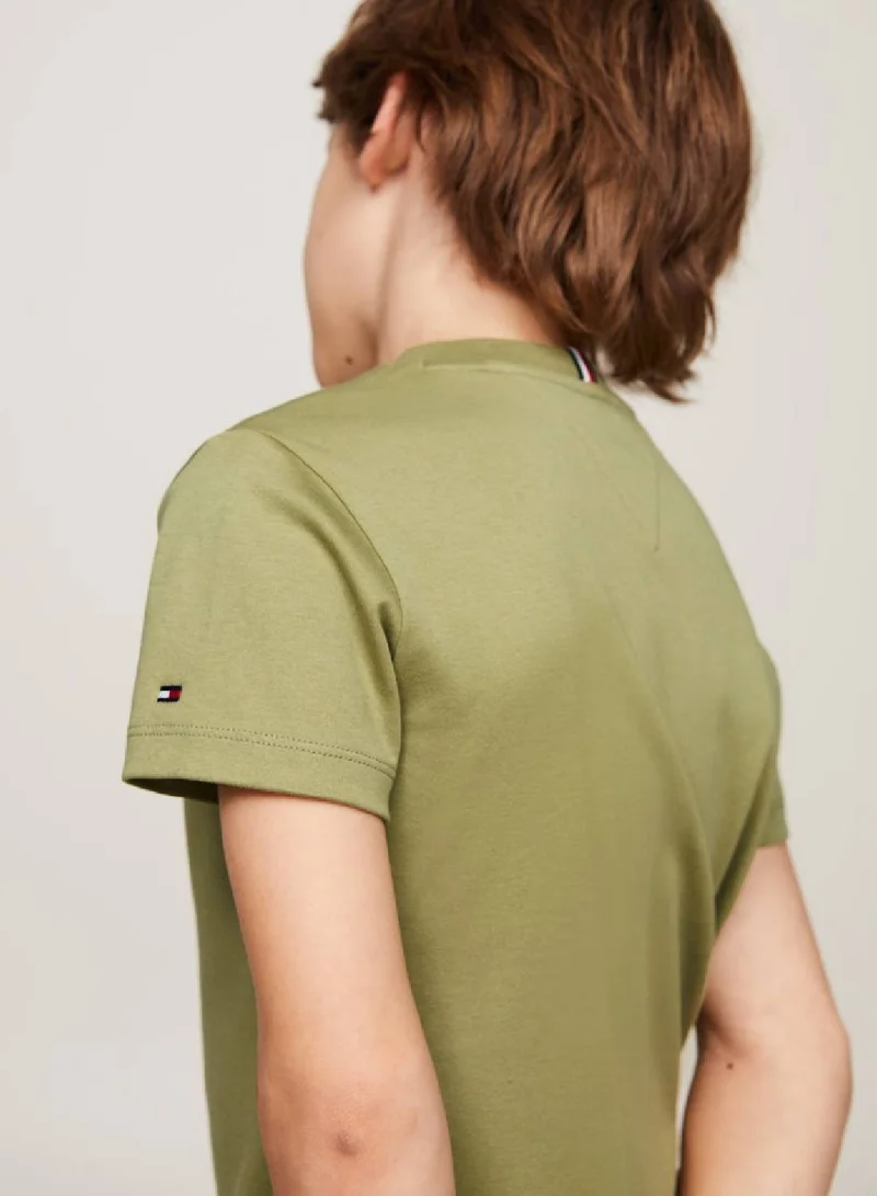 TOMMY HILFIGER Boys' Debossed Monotype T-shirt - Cotton, Olive