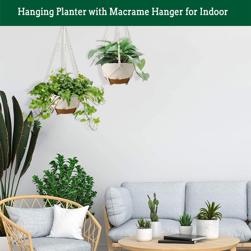 Koalaime Hanging Planters for Indoor Plants, 2 Pack 10 Inch Self Watering Pots with Macrame Plant Hanger, Hanging Baskets Holder for Outdoor Garden Home Ceiling Window Decor - Image 5