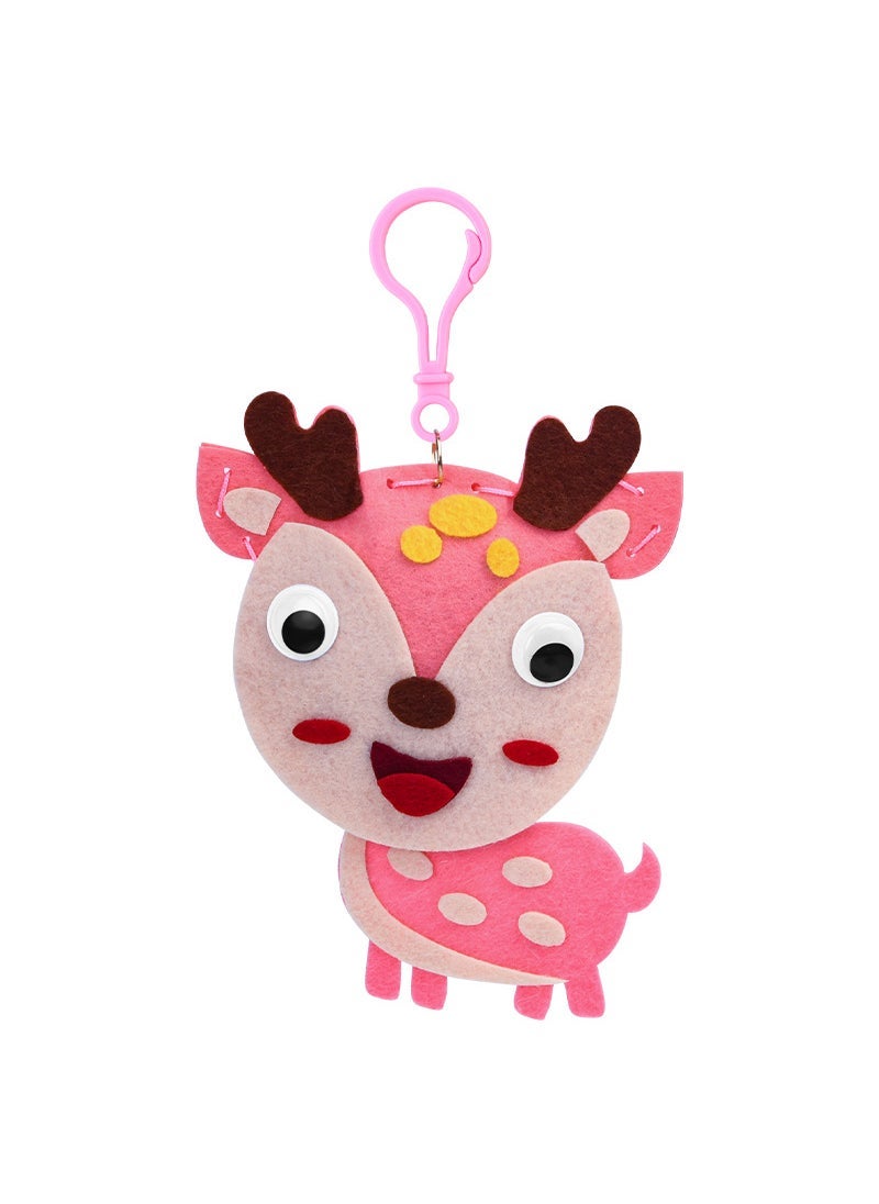 Kids DIY Felt Craft Kit Cartoon Animal Pendant Sika Deer