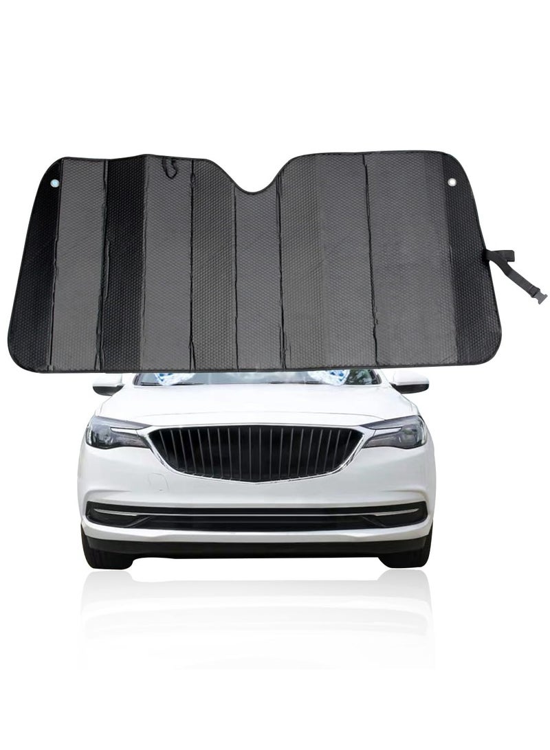 Excefore Car Windshield Sunshade, Foldable Auto Reflective Front Window Visor Protector, Double Thicken UV Rays and Heat Blocker with Sucker, Vehicle Interior Accessories for Most Cars (Black) - Image 1