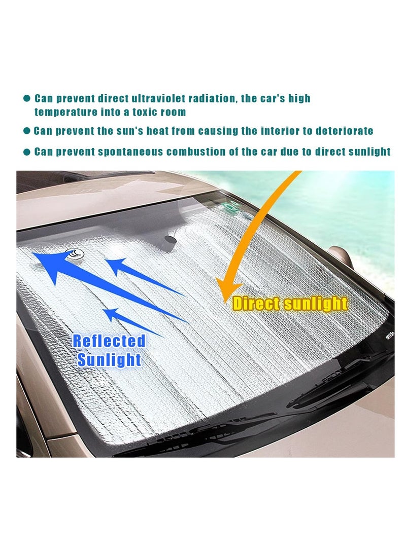 Excefore Car Windshield Sunshade, Foldable Auto Reflective Front Window Visor Protector, Double Thicken UV Rays and Heat Blocker with Sucker, Vehicle Interior Accessories for Most Cars (Black) - Image 3