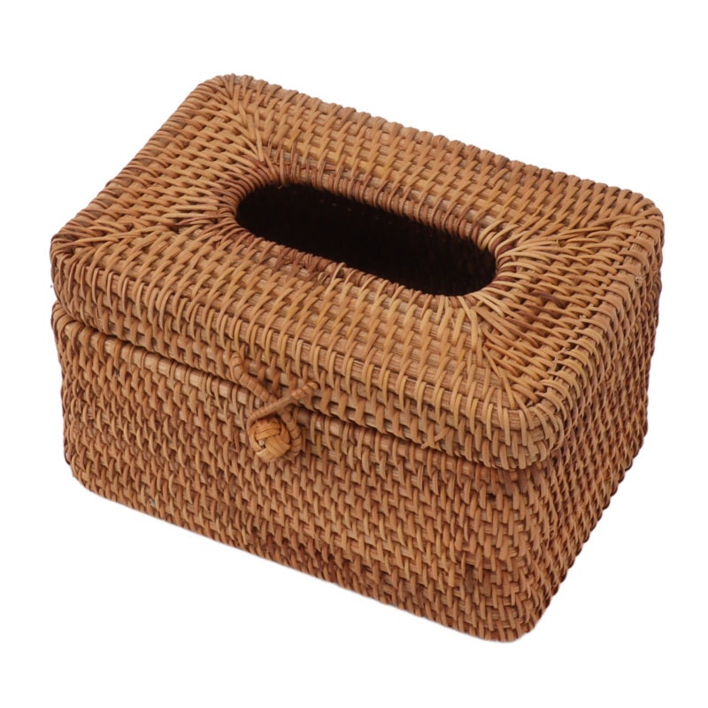 Handwoven Rattan Tissue Box Cover Natural Rectangular Durable Woven Tissue Box Holder - Eco-Friendly Sturdy Storage for Bathroom Living Room Bedroom Decor - Image 4