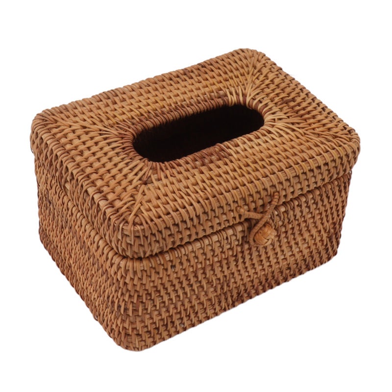 Handwoven Rattan Tissue Box Cover Natural Rectangular Durable Woven Tissue Box Holder - Eco-Friendly Sturdy Storage for Bathroom Living Room Bedroom Decor - Image 3