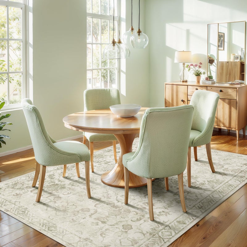 Deerly Sage Green 5x8 Area Rugs for Living Room,Washable Vintage Rugs for Bedroom, Non Slip Rug Floral Carpet Green Area Rug for Bedroom Dining Nursery - Image 4