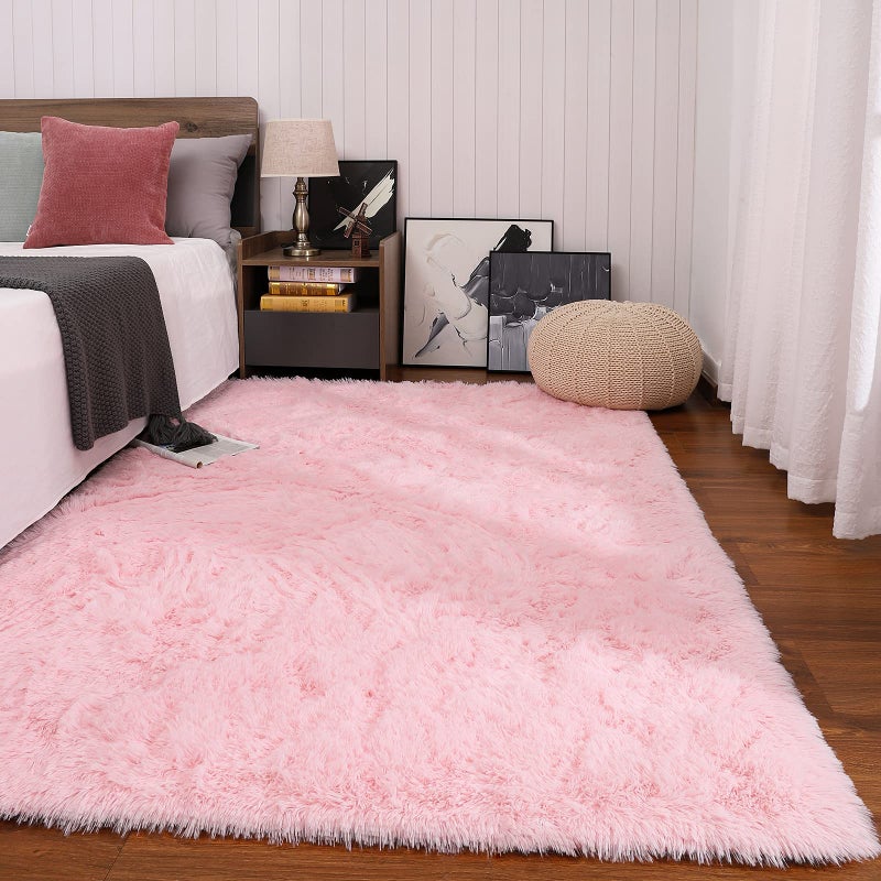 Keeko Premium Fluffy Pink Area Rug Cute Shag Furry Carpet  Ultra Soft Shaggy Rug Faux Fur Carpets  High Pile  Indoor Fuzzy Modern Rugs for Bedroom Girls Kids Living Room Home  4x5.3 Feet - Image 2