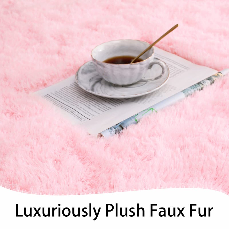 Keeko Premium Fluffy Pink Area Rug Cute Shag Furry Carpet  Ultra Soft Shaggy Rug Faux Fur Carpets  High Pile  Indoor Fuzzy Modern Rugs for Bedroom Girls Kids Living Room Home  4x5.3 Feet - Image 5