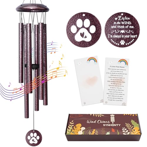 Synhonty Pet Memorial Gifts for Loss of Dog 25 inch pet Memorial Wind Chimes Loss of Dogs Sympathy Gift Dog Remembrance Gift Bereavement Gifts Dogs in Memory of Pets Wind Chimes for Outside Garden - Image 1