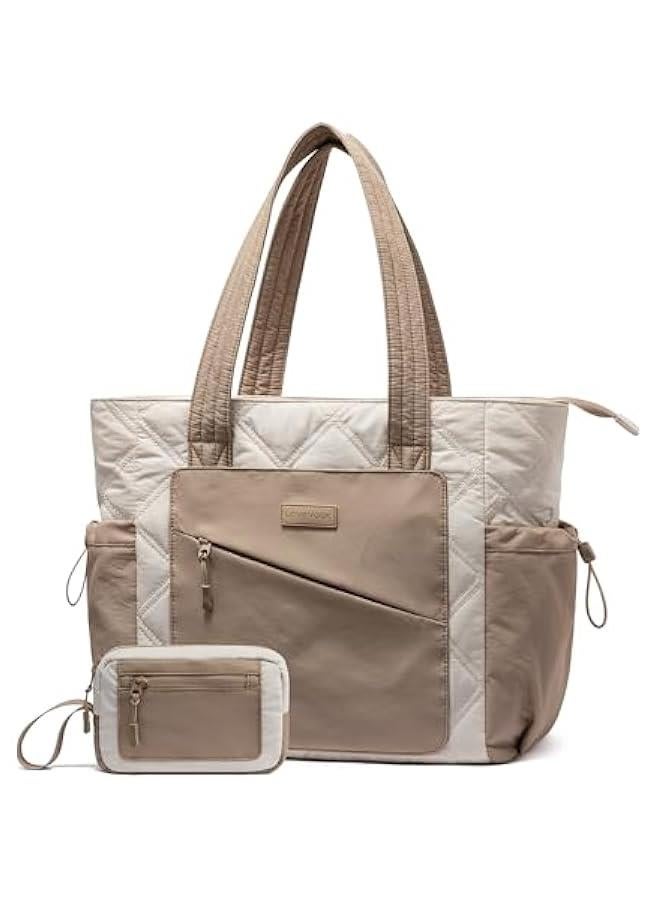 Arabest Tote Bag for Women, Puffer Bag and Work Bags with Zipper for Travel, Daily, School, Quilted Nurse Shoulder, 2pcs - Image 1