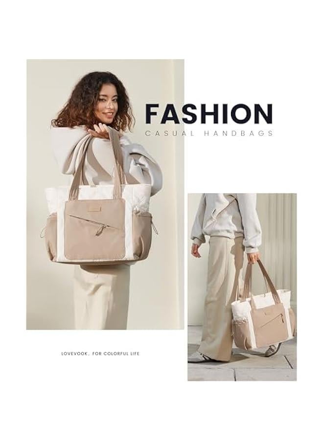 Arabest Tote Bag for Women, Puffer Bag and Work Bags with Zipper for Travel, Daily, School, Quilted Nurse Shoulder, 2pcs - Image 2
