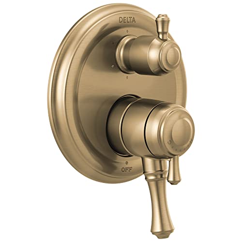 Delta T27997 Cassidy 17 Series Pressure Balanced Valve Trim with Integrated Volume Control and 6 Function Diverter for Three Shower Applications Less RoughIn Champagne Bronze