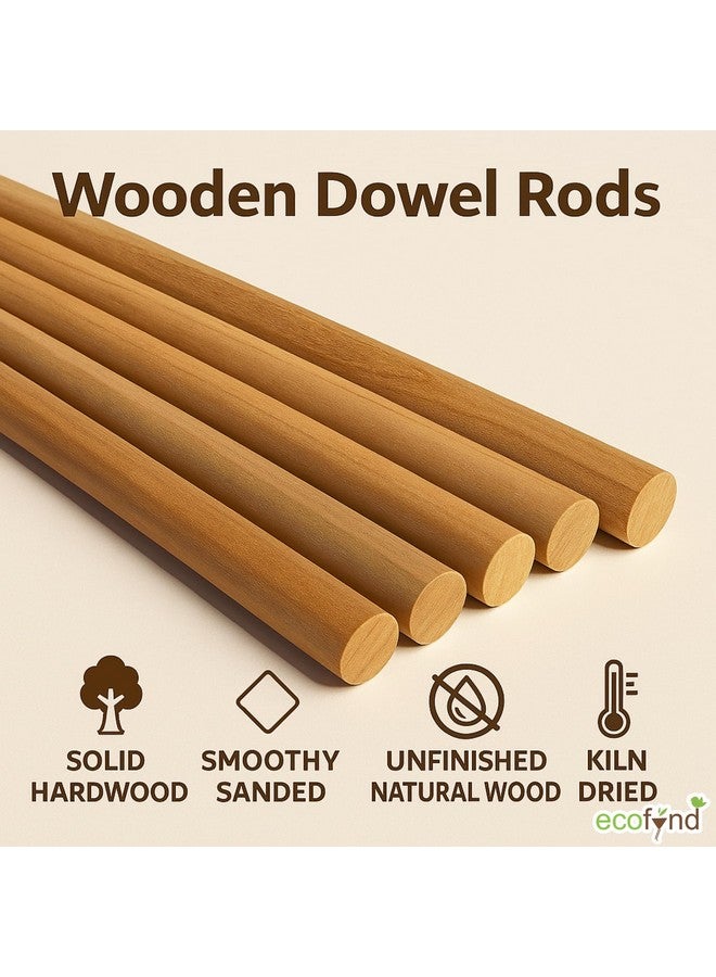 ecofynd 16 inches Wooden Dowel Rods, Pack of 5 | Wood Dowels | Solid Hardwood Sticks for Crafting, Cotton, DIY & More | Sanded Smooth, Kiln Dried, Natural Wood, Unfinished (5, 16 inches) - Image 3