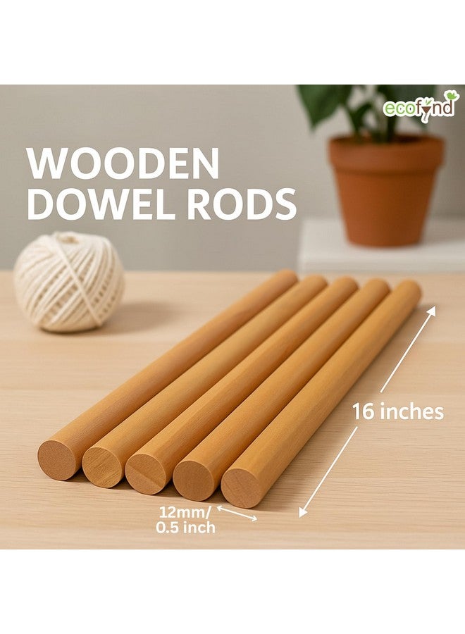 ecofynd 16 inches Wooden Dowel Rods, Pack of 5 | Wood Dowels | Solid Hardwood Sticks for Crafting, Cotton, DIY & More | Sanded Smooth, Kiln Dried, Natural Wood, Unfinished (5, 16 inches) - Image 2