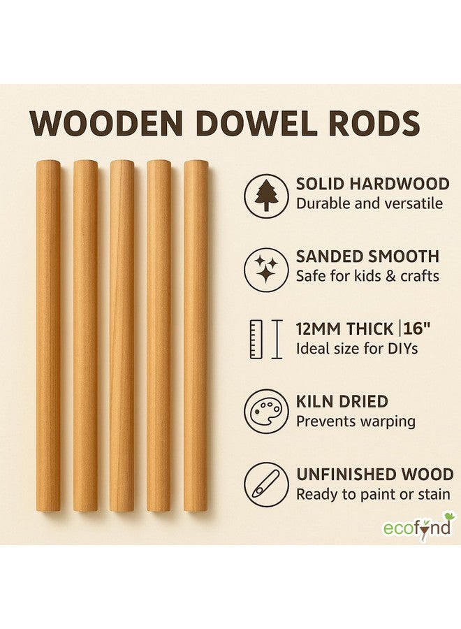 ecofynd 16 inches Wooden Dowel Rods, Pack of 5 | Wood Dowels | Solid Hardwood Sticks for Crafting, Cotton, DIY & More | Sanded Smooth, Kiln Dried, Natural Wood, Unfinished (5, 16 inches) - Image 4