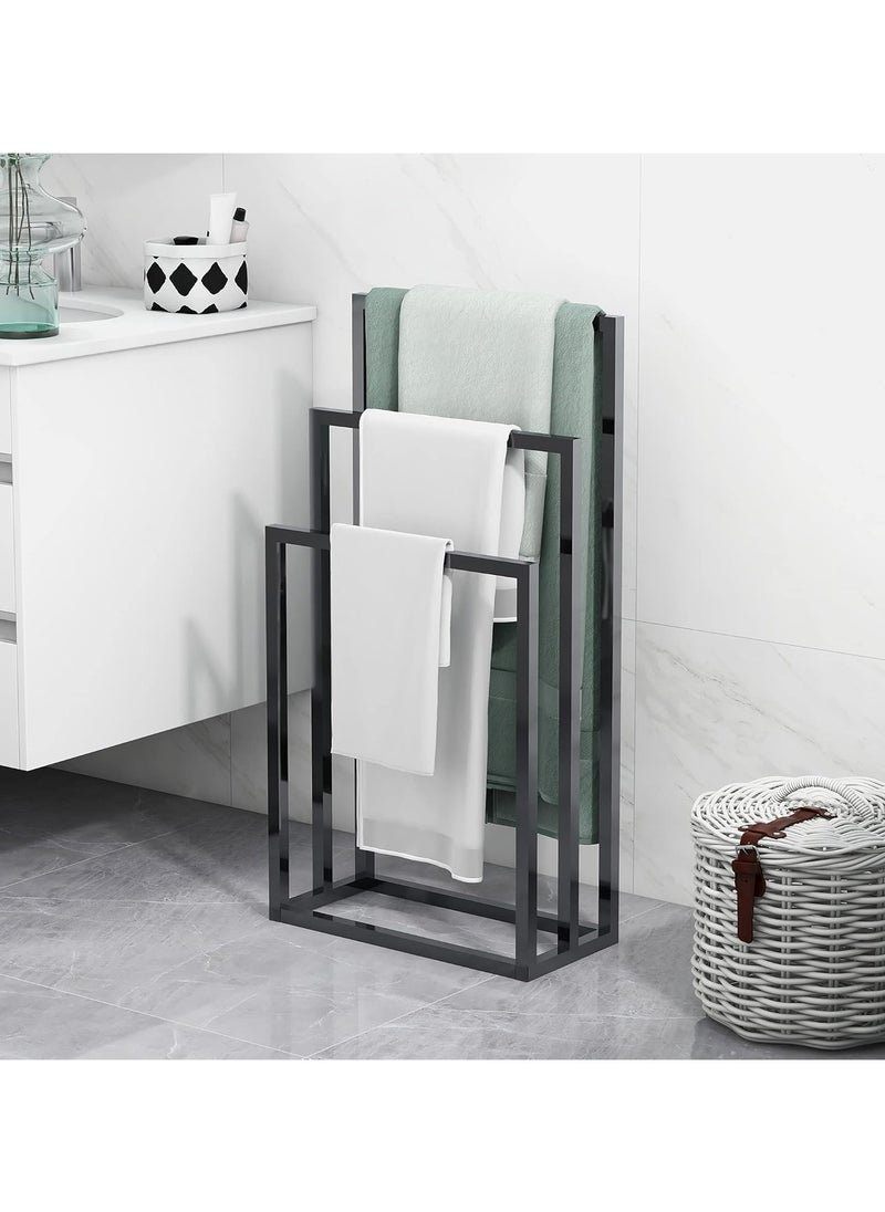 3-Tier Freestanding Towel Rack, Multifunctional Drying Rack, Metal Scarf Rack, for Bedroom, Living Room, Bathroom ﻿