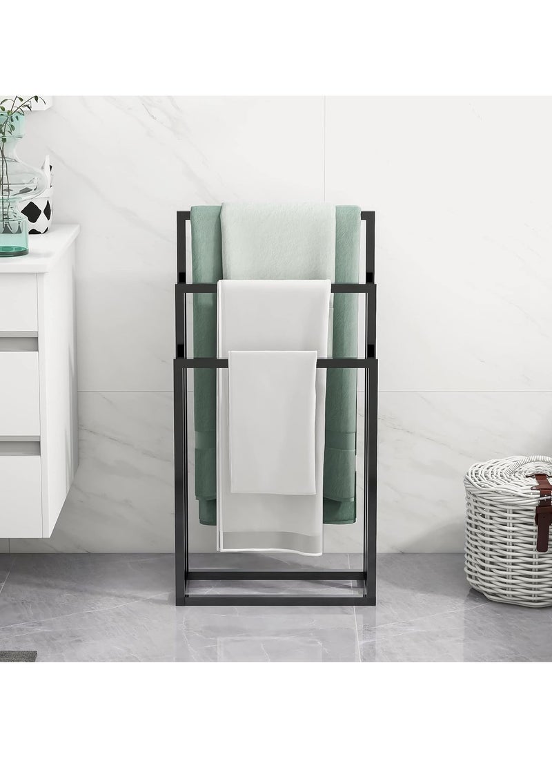 3-Tier Freestanding Towel Rack, Multifunctional Drying Rack, Metal Scarf Rack, for Bedroom, Living Room, Bathroom ﻿