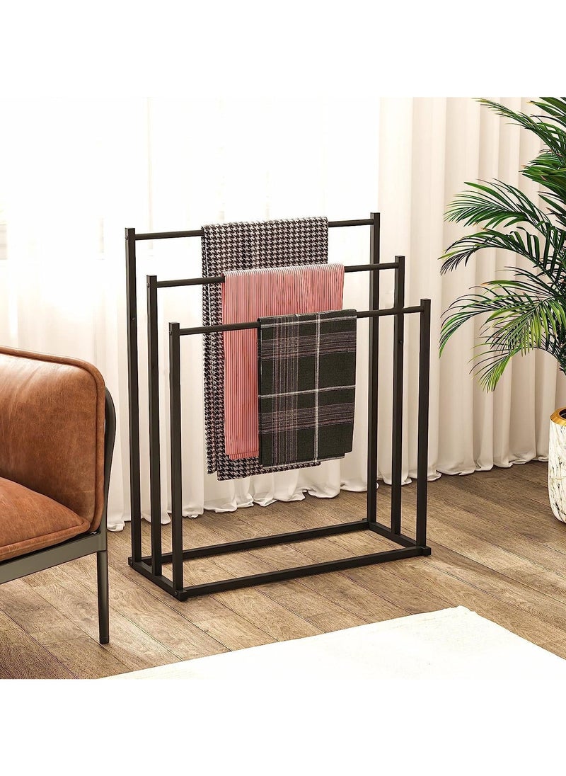 YQbest 3-Tier Freestanding Towel Rack, Multifunctional Drying Rack, Metal Scarf Rack, for Bedroom, Living Room, Bathroom ﻿  - Image 4