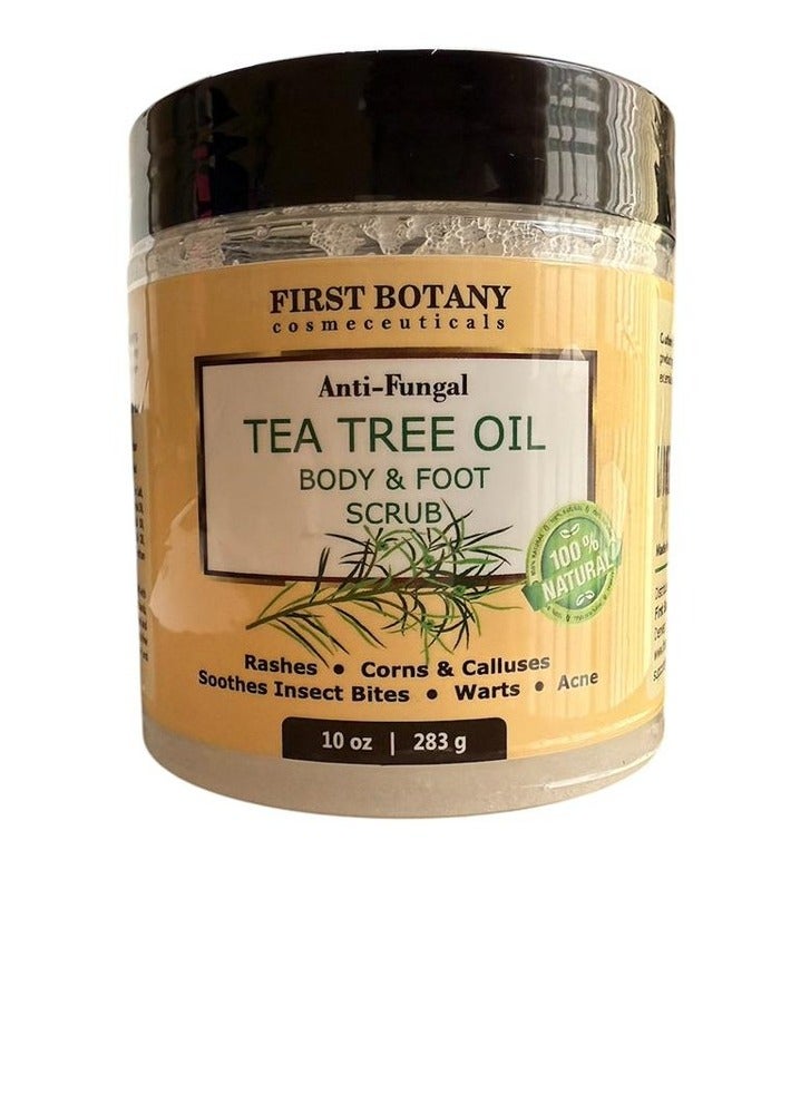 FIRST BOTANY COSMECEUTICALS زيت شجرة الشاي المضاد للفطريات من فيرست بوتاني مقشر للجسم والقدم، 283 جرام