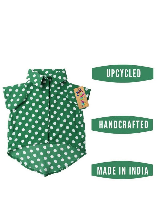 ويستيرن إرا قميص كلاب أساسي قابل للتنفس مطبوع عليه قطن، قميص فائق النعومة، قميص خفيف الوزن رقيق لطيف لحيواناتك الأليفة، ملابس كلاب مريحة للغاية (متوسط - 18 بوصة) (أخضر بولكا) - Image 3