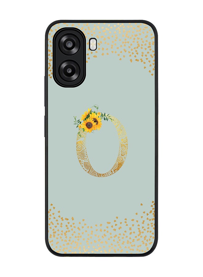 Stylizedd For Oppo A6x 5G / A6x 4G Case,Slim fit Camera Protection, Shockproof Thin Phone cover  - Custom Floral Monogram - O  (Light Grey ) - Image 1
