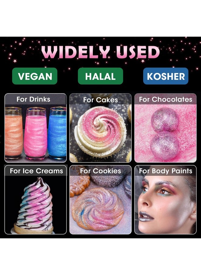 NiHome Edible Food-Grade Glimmer Powder Glitter Luster Dust Metallic Food Decorating Sprinkle Glimmery Dust for Drink Wine Beverage Cake Candy Dessert Bakery Restaurant Vegan (0.18oz/5g, Pink) - Image 2