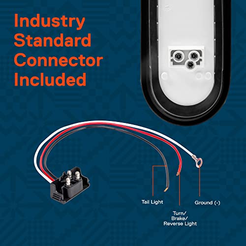 ONLINE LED STORE TRUE MODS 2 Red + 2 White 6" Oval LED Trailer Tail Light Kit [DOT FMVSS 108] [Grommets & Plugs] [IP67 Waterproof] [Stop Brake Turn Reverse] Back Up Trailer Lights for Marine Boat RV Flatbed Truck - Image 2