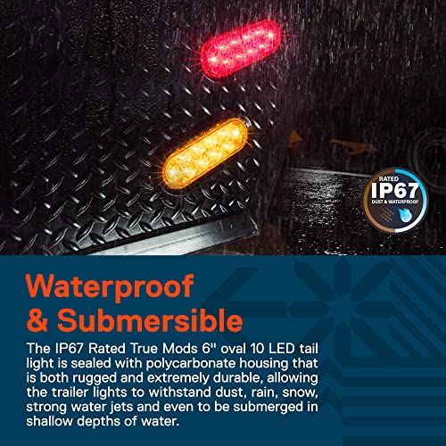 ONLINE LED STORE TRUE MODS 2 Red + 2 White 6" Oval LED Trailer Tail Light Kit [DOT FMVSS 108] [Grommets & Plugs] [IP67 Waterproof] [Stop Brake Turn Reverse] Back Up Trailer Lights for Marine Boat RV Flatbed Truck - Image 5