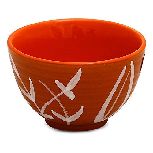 Caffeine Ceramic Handmade Orange Bamboo Dessert Bowl Set of 6 150 ml - Image 4