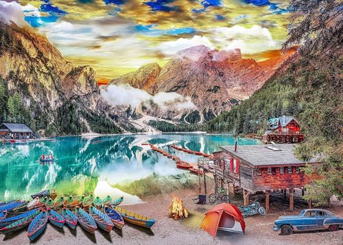Nattork Jigsaw Puzzles 2000 Pieces for Adults, Families Lakeside View Pieces Fit Together Perfectly - Image 1