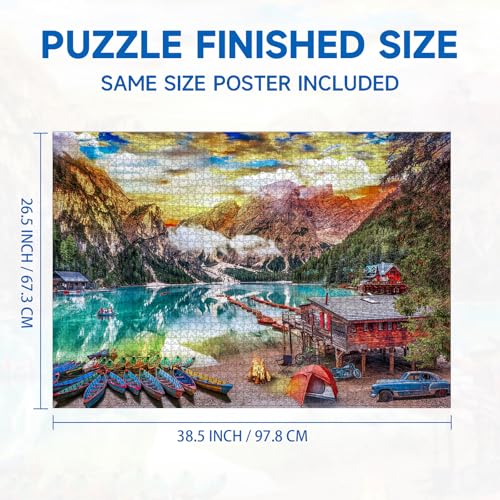 Nattork Jigsaw Puzzles 2000 Pieces for Adults, Families Lakeside View Pieces Fit Together Perfectly - Image 3