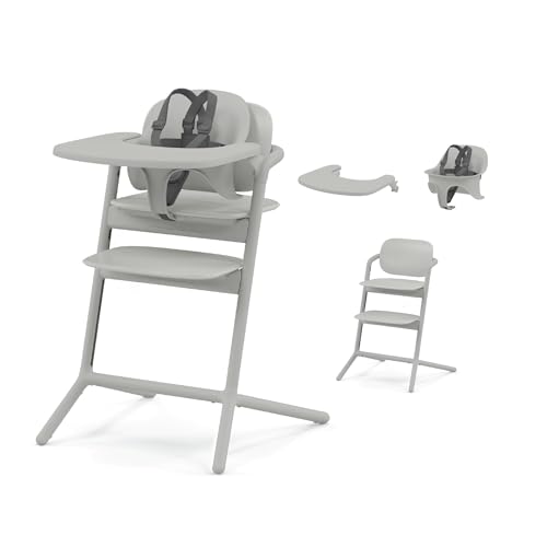 Cybex LEMO High Chair 3in1 Set with Baby Set Snack Tray Modern Design OneHand Depth Height Adjustment AntiTip Wheels from 6 Months Convertible to Adult Chair Suede Grey